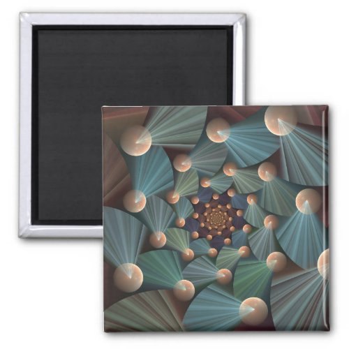 Abstract Fractal Art With Depth Brown Slate Blue Magnet