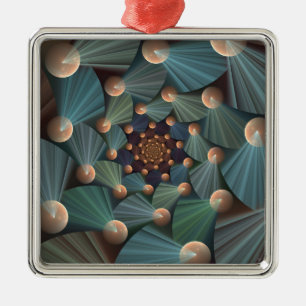 Abstract Fractal Art With Depth Brown Slate Blue Metal Ornament
