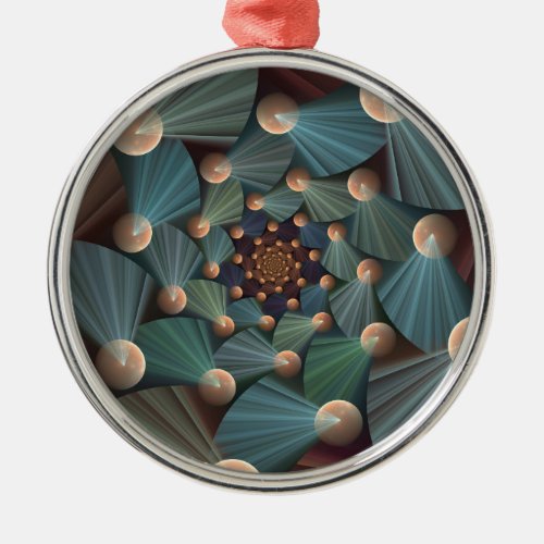 Abstract Fractal Art With Depth Brown Slate Blue Metal Ornament