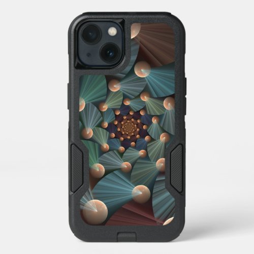 Abstract Fractal Art With Depth Brown Slate Blue iPhone 13 Case