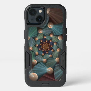 Abstract Fractal Art With Depth Brown Slate Blue iPhone 13 Case