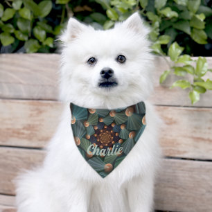 Abstract Fractal Art With Depth Brown Slate Blue Pet Bandana Collar