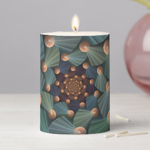 Abstract Fractal Art With Depth Brown Slate Blue Pillar Candle