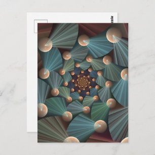 Abstract Fractal Art With Depth Brown Slate Blue Postcard
