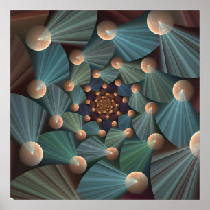 Abstract Fractal Art With Depth Brown Slate Blue Poster