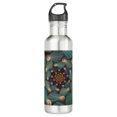 Abstract Fractal Art With Depth Brown Slate Blue Stainless Steel Water Bottle