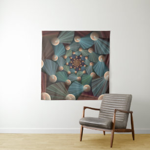 Abstract Fractal Art With Depth Brown Slate Blue Tapestry