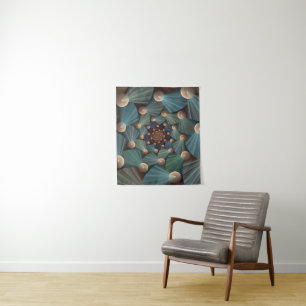 Abstract Fractal Art With Depth Brown Slate Blue Tapestry