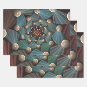 Abstract Fractal Art With Depth Brown Slate Blue Wrapping Paper Sheets