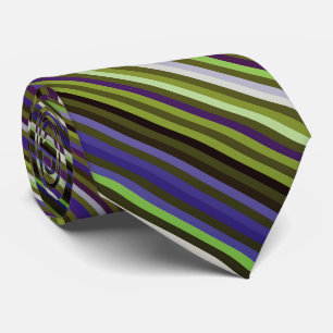 Abstract Fractal Black Blue Green Striped Pattern Neck Tie