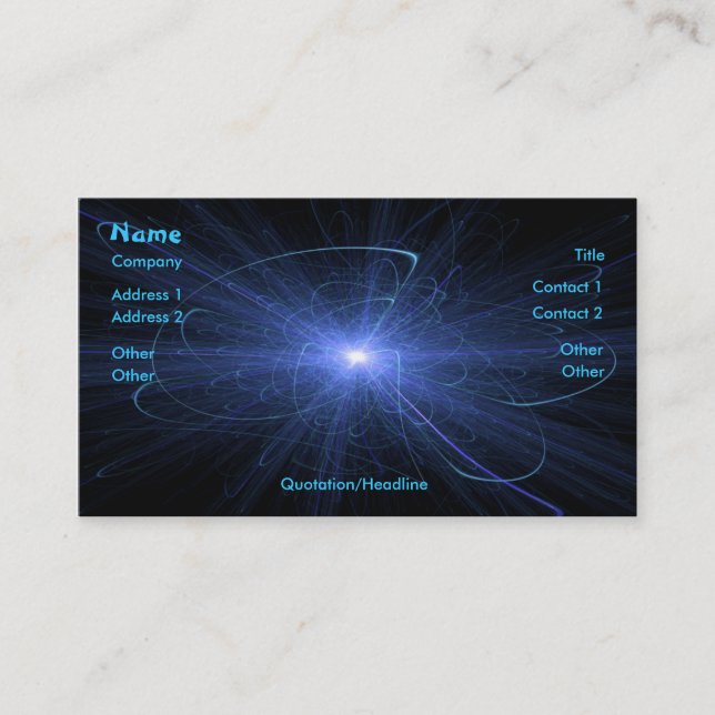 Abstract Fractal Burst (Blue) Business Card (Front)