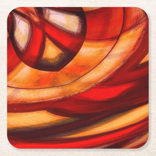 Abstract Fractal Circles Poster Print Square Paper Coaster