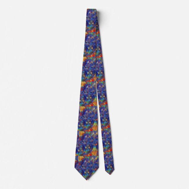 Abstract fractal faces neck tie (Front)