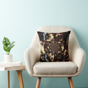 Abstract fractal faces throw pillow