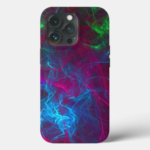 Abstract Fractal Flames Pink Purple Blue Green iPhone 13 Pro Case