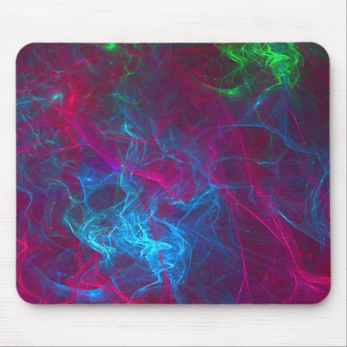 Abstract Fractal Flames Pink Purple Blue Green Mouse Pad