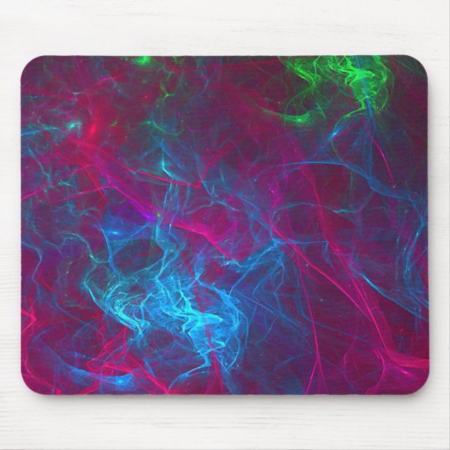 Abstract Fractal Flames Pink Purple Blue Green Mouse Pad (Front)
