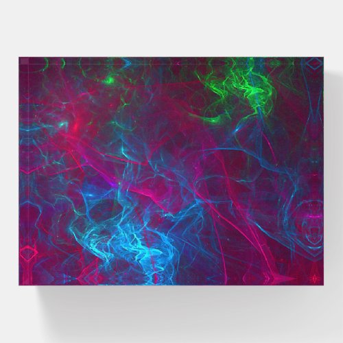 Abstract Fractal Flames Pink Purple Blue Green Pap Paperweight