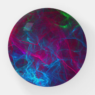 Abstract Fractal Flames Pink Purple Blue Green Paperweight