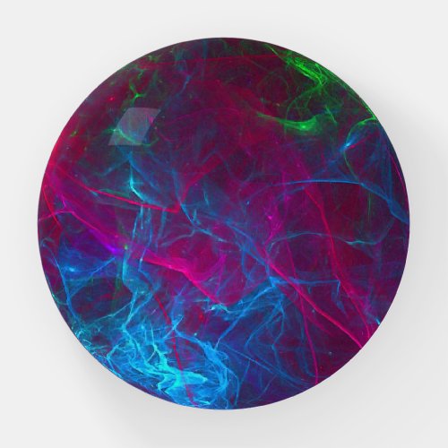 Abstract Fractal Flames Pink Purple Blue Green Paperweight