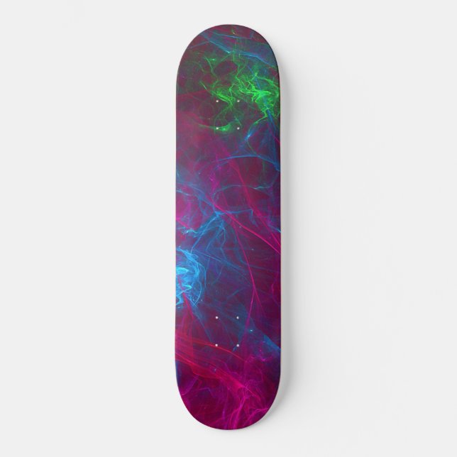 Abstract Fractal Flames Pink Purple Blue Green Skateboard (Front)