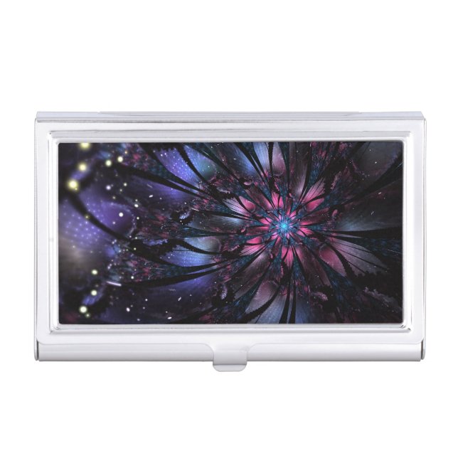 Abstract fractal flower design. business card case (Front)
