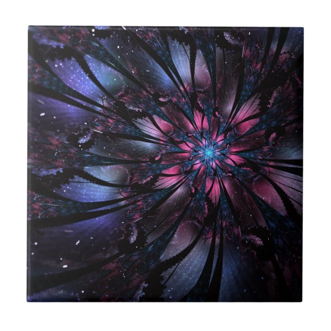 Abstract fractal flower design.  ceramic tile (Front)