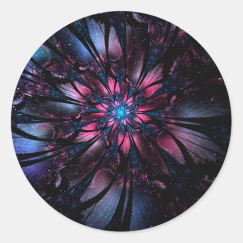 Abstract fractal flower design   classic round sticker