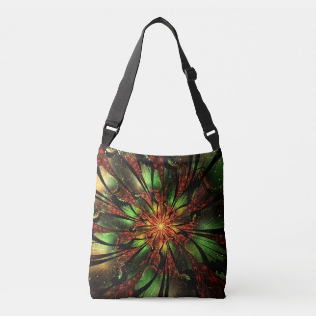 Abstract fractal flower design.   crossbody bag (Front)