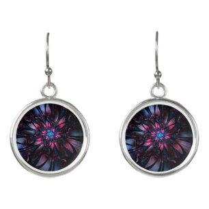 Abstract fractal flower design. earrings