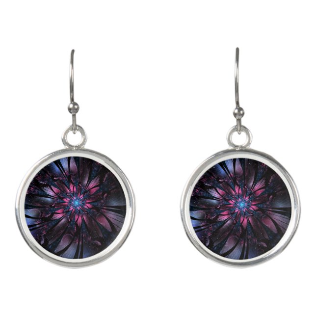 Abstract fractal flower design.    earrings (Front)