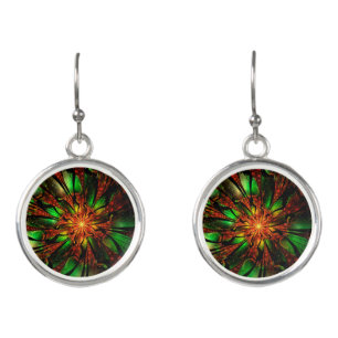 Abstract fractal flower design. earrings