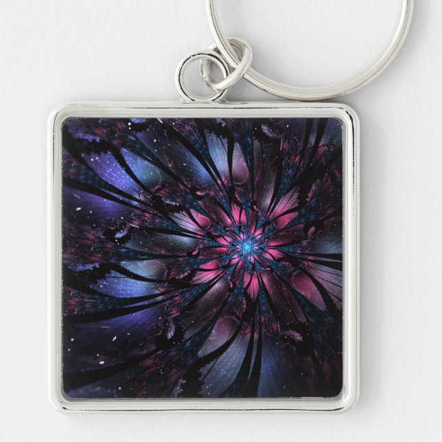 Abstract fractal flower design.  keychain (Front)