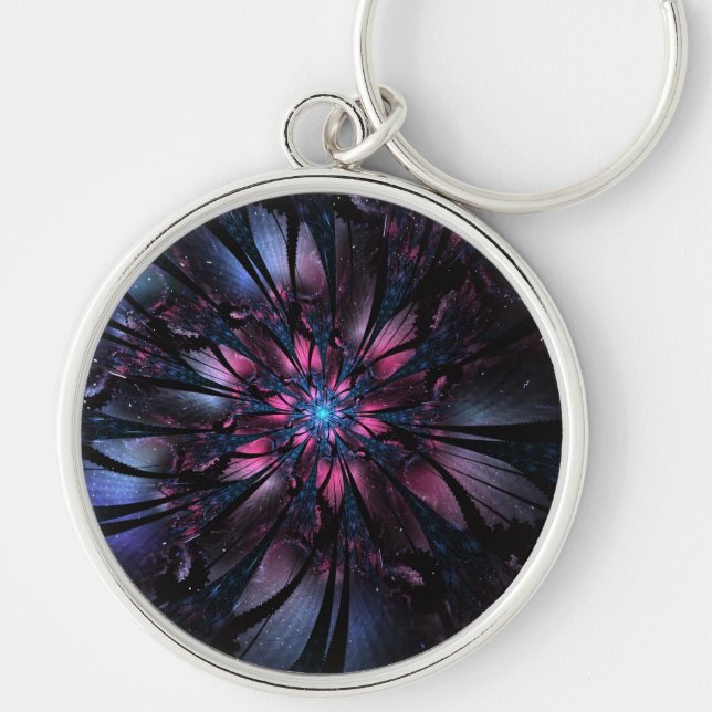 Abstract fractal flower design.   keychain (Front)