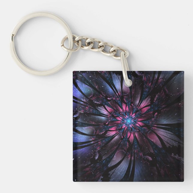 Abstract fractal flower design.  keychain (Front)