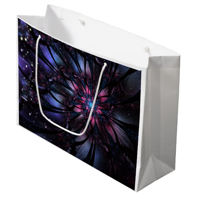 Abstract fractal flower design. large gift bag (Front Angled)