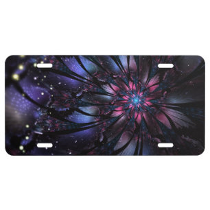 Abstract fractal flower design. license plate