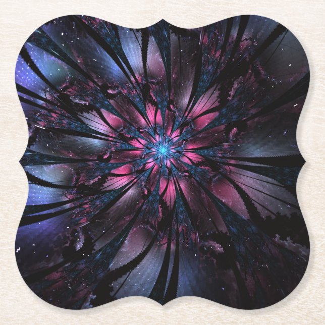 Abstract fractal flower design.   paper coaster (Front)
