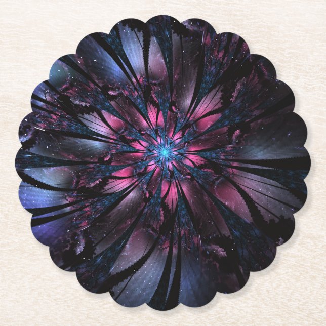 Abstract fractal flower design.    paper coaster (Front)
