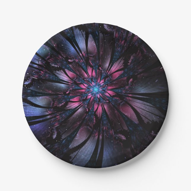 Abstract fractal flower design.  paper plates (Front)