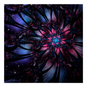 Abstract fractal flower design. poster