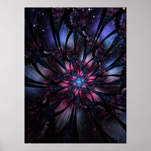 Abstract fractal flower design. poster (Front)
