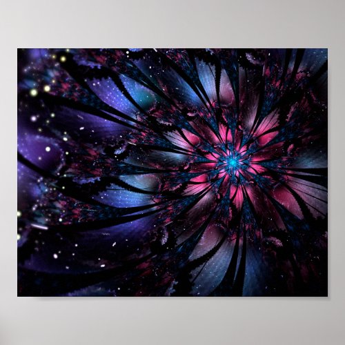 Abstract fractal flower design   poster