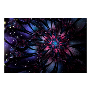 Abstract fractal flower design. poster