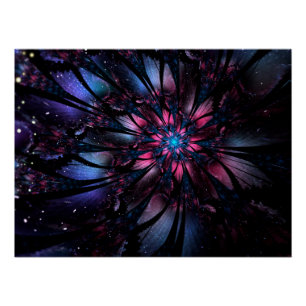 Abstract fractal flower design. poster