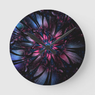 Abstract fractal flower design. round clock