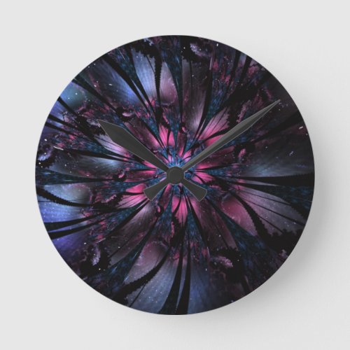 Abstract fractal flower design    round clock