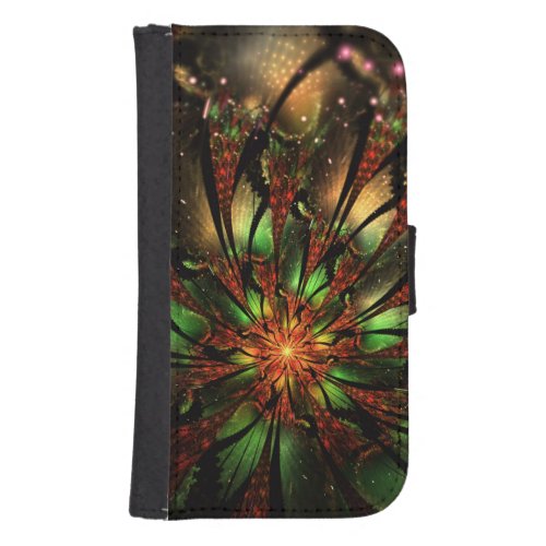 Abstract fractal flower design   galaxy s4 wallet case
