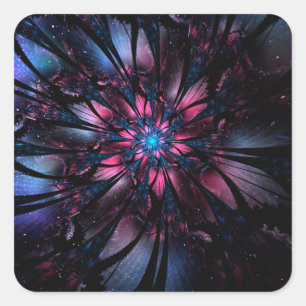 Abstract fractal flower design. square sticker