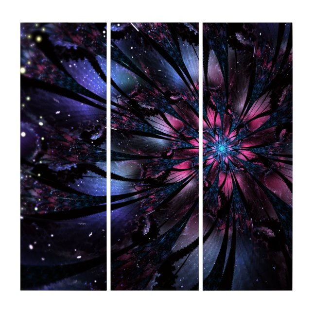 Abstract fractal flower design.   triptych (Front)
